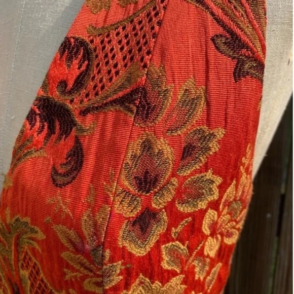 Alice + Olivia Mollie Fit and Flare Orange Brocade Floral Mini Dress Size 6 - Picture 3 of 11